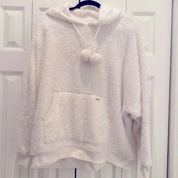 Gully Hicks by Hollister Women’s‎ White Fleece Hoodie w/Kangaroo Pockets EUC M/L - Picture 5 of 12